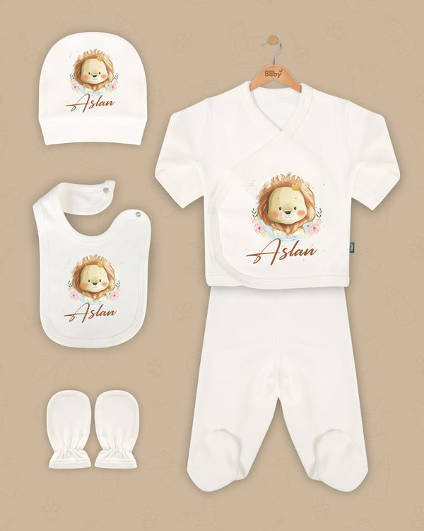 Lionprint Newborn setje | Gepersonaliseerde | Geboorte pakje | Kraamcadeau set | Biologisch katoen - Can Baby