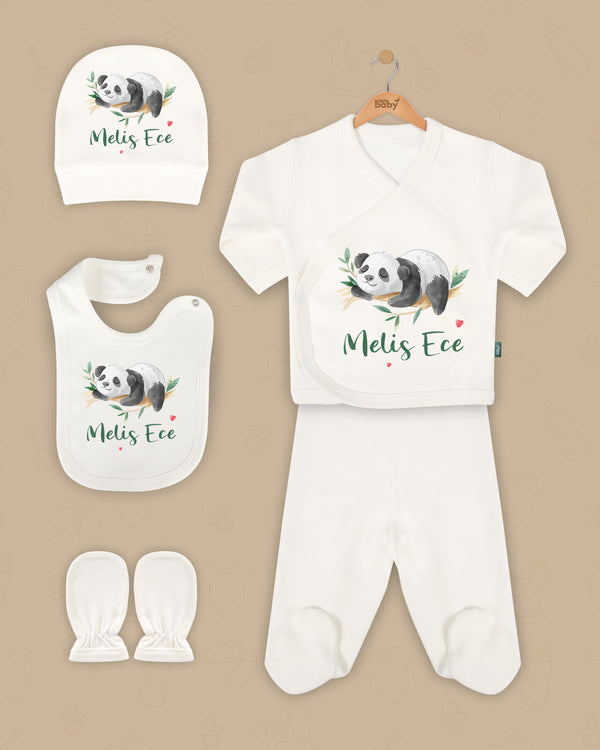 Leuk en schattig panda Newborn setje | Gepersonaliseerde | Geboorte pakje | Kraamcadeau set | Biologisch katoen - Can Baby