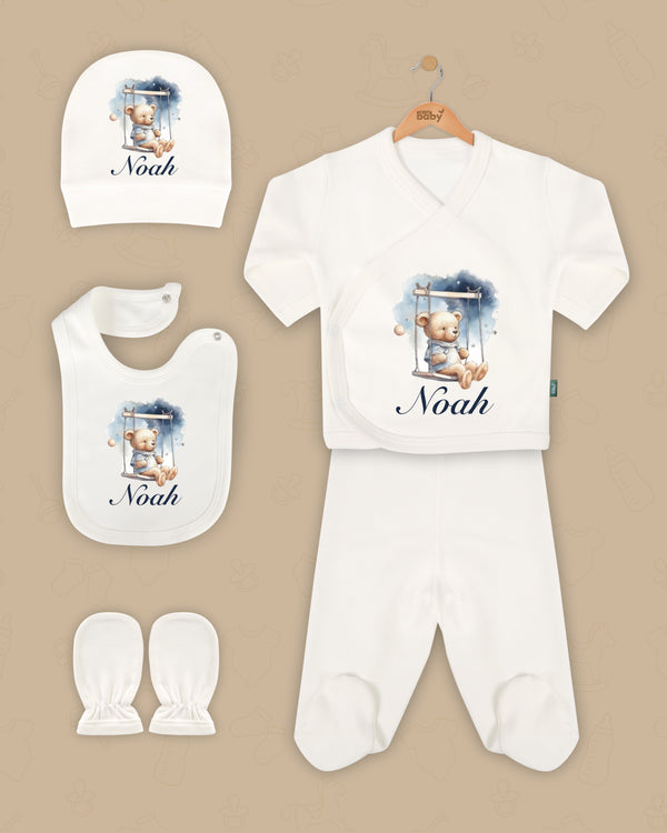 Teddy Droomwereld Newborn setje | Gepersonaliseerde | Geboorte pakje | Kraamcadeau set | Biologisch katoen - Can Baby