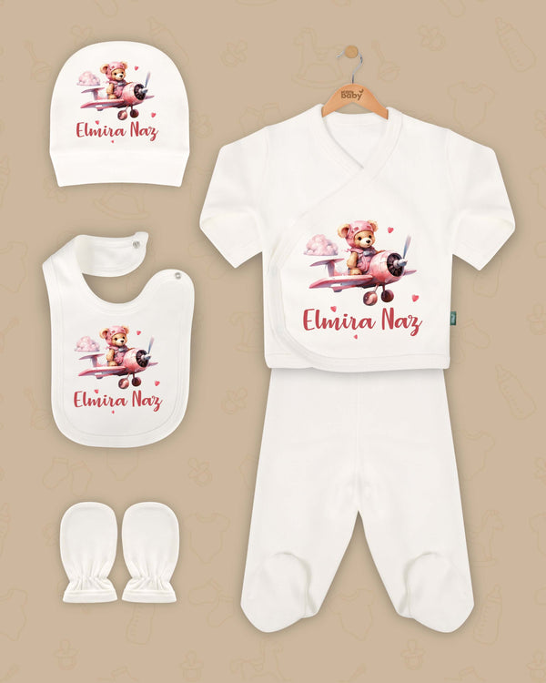 Aviator Teddy Bear Newborn setje | Gepersonaliseerde | Geboorte pakje | Kraamcadeau set | Biologisch katoen - Can Baby