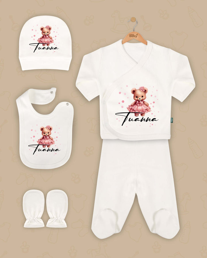 Ballerina Teddy Bear Newborn setje | Gepersonaliseerde | Geboorte pakje | Kraamcadeau set | Biologisch katoen - Can Baby