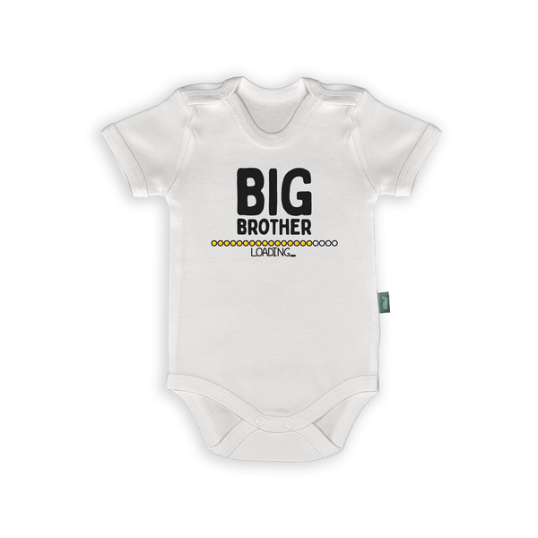 Big Brother Loading romper in soft cotton, perfect for announcing a new sibling, with playful graphic design.