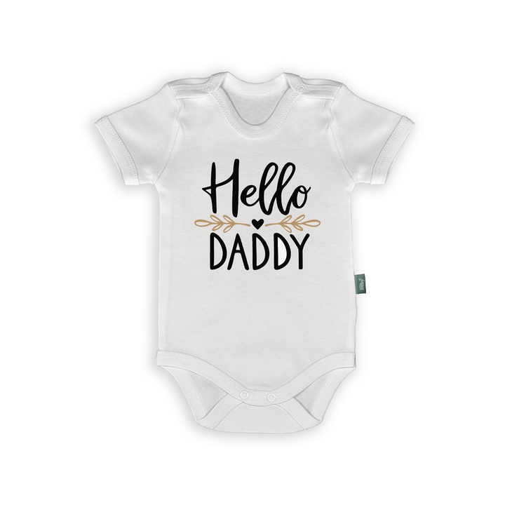 Lief babyrompertje met tekst 'Hello Daddy', perfect voor zwangerschap en Vaderdag.