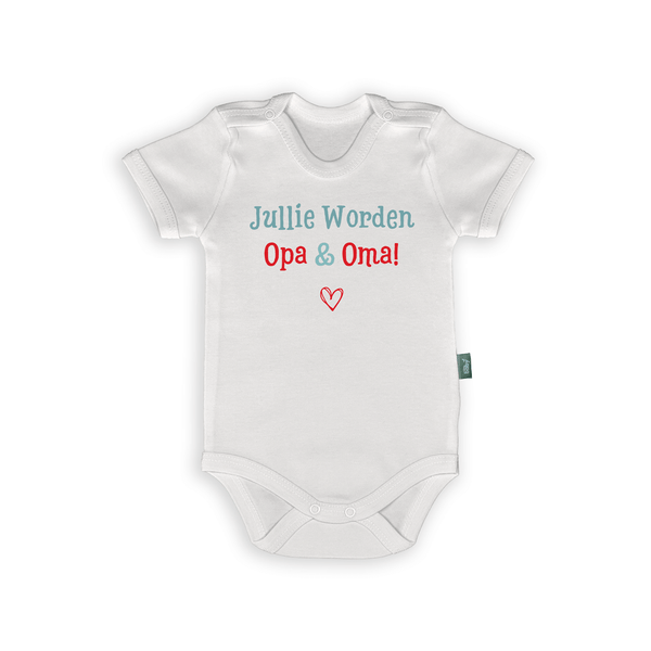 Rompertje met tekst 'Jullie worden Opa & Oma!' voor zwangerschap aankondiging. Uniek geboortecadeau.