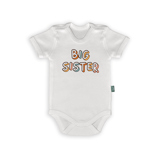 Rompertje voor baby's met vrolijke tekst 'Big Sister', perfect voor aankondiging van een broertje of zusje.