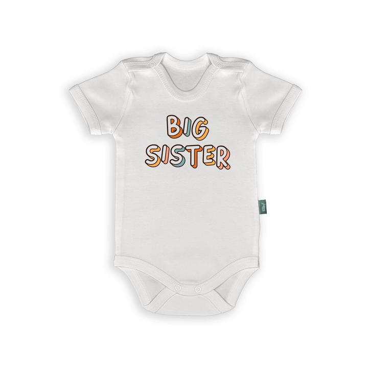 Rompertje voor baby's met vrolijke tekst 'Big Sister', perfect voor aankondiging van een broertje of zusje.