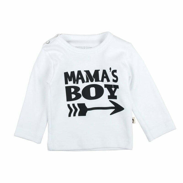 Jongens baby shirt “MAMA’S BOY” lange mouw wit - Can Baby