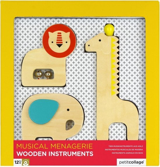 Petit Collage Houten Muziekinstrumenten Dieren - Can Baby